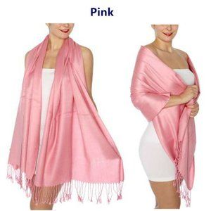 Pashmina Style Wrap Scarf Shawl Cover Fringe Sheer Light Pink sale 2 for 15